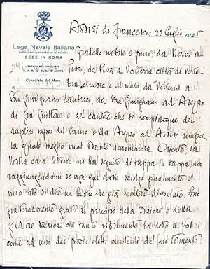 Imagen del vendedor de Lunga lettera autografa firmata su carta intestata 'Lega Navale Italiana'. a la venta por DARIS SAS