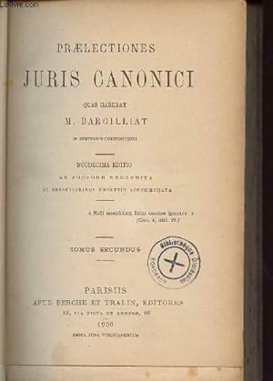 Seller image for PRAELECTIONES JURIS CANONICI / TOMUS SEGUNDUS for sale by Le-Livre