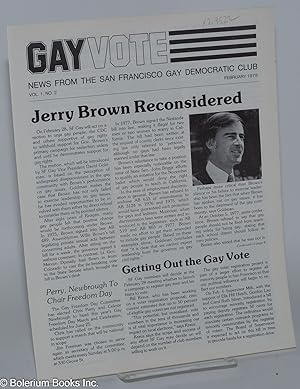 Seller image for Gay Vote: news from the San Francisco Gay Democratic Club; vol. 1, #2, February 1978 for sale by Bolerium Books Inc.