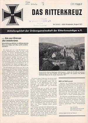 Imagen del vendedor de Das Ritterkreuz. Mitteilungsblatt der Ordensgemeinschaft der Ritterkreuztrger e.V. Nr. 3(1971) a la venta por Antiquariat Jterbook, Inh. H. Schulze