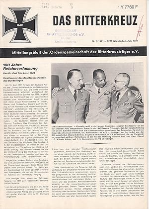 Imagen del vendedor de Das Ritterkreuz. Mitteilungsblatt der Ordensgemeinschaft der Ritterkreuztrger e.V. Nr. 2(1971) a la venta por Antiquariat Jterbook, Inh. H. Schulze