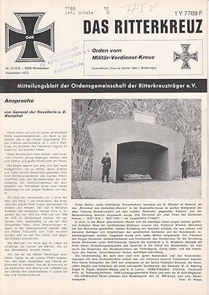 Imagen del vendedor de Das Ritterkreuz. Mitteilungsblatt der Ordensgemeinschaft der Ritterkreuztrger e.V. Nr. 4(1972) a la venta por Antiquariat Jterbook, Inh. H. Schulze