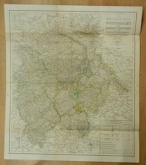 Seller image for Die Knigl. Preussischen Provinzen Westphalen und Rhein-Provinz nebst dem Kurfrstenthum Hessen, Grossherzogthum Hessen, Herzogthum Nassau, Frstenthum Waldeck und dem Gebiete der freien Stadt Frankfurt entworfen und gezeichnet von C. F. Weiland. Gestochen von C. Jungmann. Grenzkolorierte orig. Kupferstich aus dem Allgemeinen Hand-Atlas, genannt Weimar-Atlas. for sale by Antiquariat Dr. Lorenz Kristen