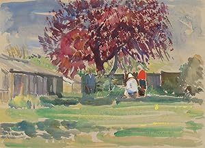 Seller image for Jean Dryden Alexander (1911-1994) - Signed 1993 Gouache, Artist in a Garden for sale by Sulis Fine Art