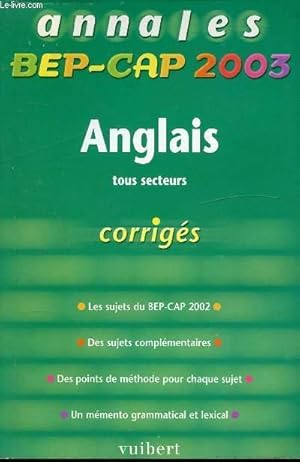 Image du vendeur pour ANNALES BEP-CAP 2003 - ANGLAIS mis en vente par Le-Livre