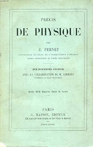 Seller image for PRECIS DE PHYSIQUE for sale by Le-Livre