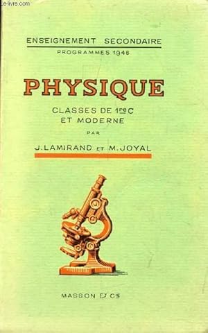 Seller image for PHYSIQUE, CLASSES DE 1re C ET MODERNE for sale by Le-Livre