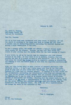 TLS (signed CC) John J. Geoghegan to David Pesonen, January 9, 1964. RE: Bodega Bay Nuclear Power...