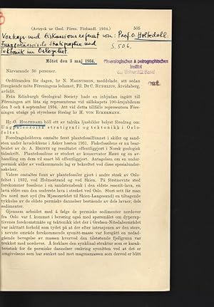 Imagen del vendedor de Jungpalozoische Stratigraphie und Tektonik im Oslogebiet. Vortrags- und Diskussionsreferat. Avtryck ur Geol. Fren. Frhandl. 1934. a la venta por Antiquariat Bookfarm