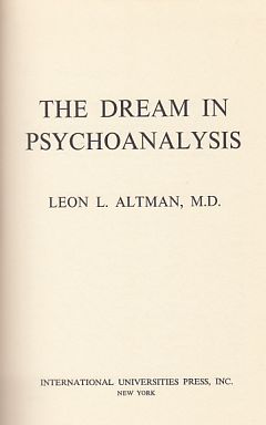 Seller image for The Dream in Psychoanalysis. for sale by Fundus-Online GbR Borkert Schwarz Zerfa