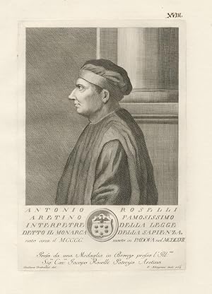 Bild des Verkufers fr Antonio Roselli aretino famosissimo interpetre [sic] della Legge, detto il Monarca della Sapienza [.]. zum Verkauf von Libreria Oreste Gozzini snc