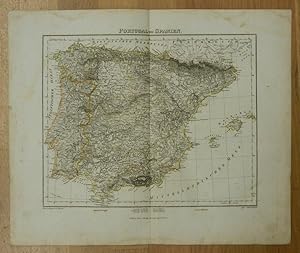 Portugal und Spanien [Iberische Halbinsel]. Grenzkolorierte orig. Kupferstich-Karte. Entworfen un...