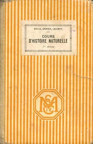Bild des Verkufers fr COURS D'HISTOIRE NATURELLE, POUR L'ENSEIGNEMENT PRIMAIRE SUPERIEUR, 1re ANNEE zum Verkauf von Le-Livre