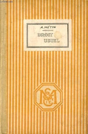Seller image for COURS DE DROIT USUEL, A L'USAGE DES E.P.S. for sale by Le-Livre