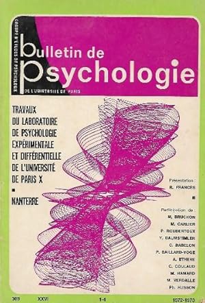 Bulletin De Psychologie Tome XXVI N° 303 . 1972-1973 ( 1 - 4 )