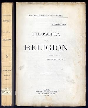 Seller image for Filosofa de la Religin. Versin espaola de Domingo Vaca. for sale by Hesperia Libros