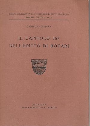 Immagine del venditore per il capitolo 367 dell' editto di rotari venduto da Libreria Del Corso