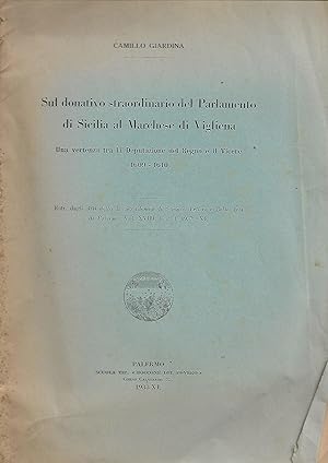 Image du vendeur pour sul donativo straordinario del parlamento di Sicilia al Marchese di Vigliena mis en vente par Libreria Del Corso