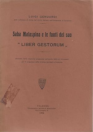 Immagine del venditore per saba malaspina e le fonti del suo Liber gestorum venduto da Libreria Del Corso