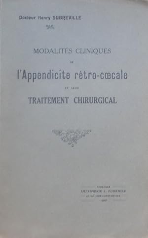 Modalités cliniques de l'Appendicite rétro-coecale et leur traitement chirurgical