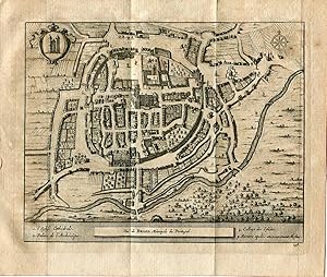 Portugal. Vue de Braga. Metropole du Portugal grabado 1715 de Alvarez de Colmenar