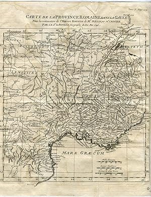 Carte de la Province Romaine dans La Gaule grabado 1743 pour Danville geographe du roi