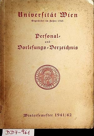 Personal- und Vorlesungs-Verzeichnis für das Wintersemester 1941/42.