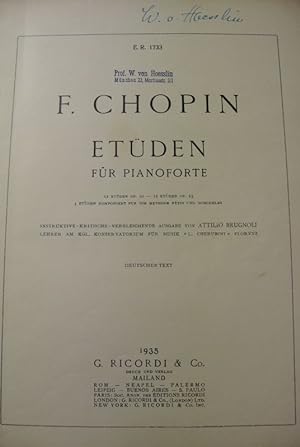 Etüden für Pianoforte. Instruktive-kritische-vergleichende Ausgabe von Attilio Brugnoli. 12 Etüde...