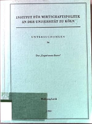 Bild des Verkufers fr Das "Experiment Barre". Untersuchungen ; 56 zum Verkauf von books4less (Versandantiquariat Petra Gros GmbH & Co. KG)