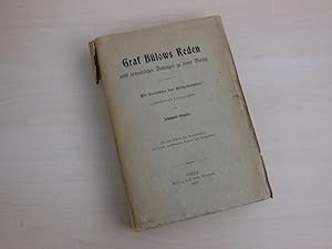 Imagen del vendedor de Graf Blows Reden nebst urkundlichen Beitrgen zu seiner Politik. Mit einem Bildnis des Reichskanzlers und einem ausfhrlichen Namen- und Sachregister. a la venta por Antiquariat Hamecher