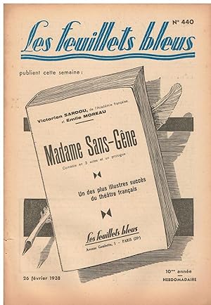 Bild des Verkufers fr Madame Sans Gne- Les feuillets bleus-Hebdomadaire littraire-n438 zum Verkauf von Librairie l'Aspidistra