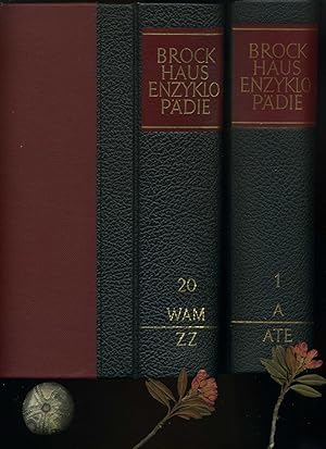 Bild des Verkufers fr Brockhaus Enzyklopdie in 20 Bnden. Band 1-20 A bis Z und Band 21 der Kartenband. Insgesamt 21 Bnde. Mit insgesamt 800 Karten und Stadtplne sowie 27000 Abbildungen Neunzehnte (17.) vllig neu bearbeitete Auflage. Dekorative Halblederausgabe mit Kopfgoldschnitt. zum Verkauf von Umbras Kuriosittenkabinett