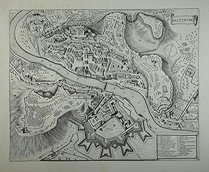 Saltzburg. Kupferstich aus J. Janssonius "Urbium Totius Germaniae Superioris Illustriorum Clarior...