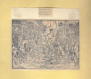 Seller image for UNE GRAVURE sur BOIS de JOST AMMAN [ De 1568 ou 1578 ] ILLUSTRATION de l' " HISTOIRE ROMAINE " de TITE LIVE dans "" TITI LIVII PATAVANI ROMANAE HISTORIAE PRINCIPIS. " Publi  FRANKFURT par J. & S. FEYEREBENDT - PLANCHE d'un BCHER for sale by LA FRANCE GALANTE