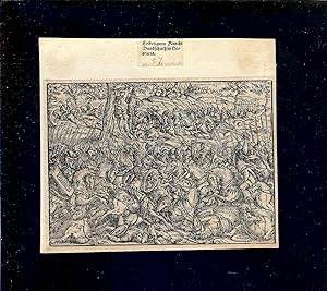 Image du vendeur pour UNE GRAVURE sur BOIS de JOST AMMAN [ De 1568 ou 1578 ] ILLUSTRATION de l' " HISTOIRE ROMAINE " de TITE LIVE dans "" TITI LIVII PATAVANI ROMANAE HISTORIAE PRINCIPIS. " Publi  FRANKFURT par J. & S. FEYEREBENDT - PLANCHE de COMBAT avec PENDAISONS mis en vente par LA FRANCE GALANTE