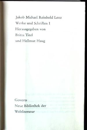 Seller image for Werke und Schriften I for sale by books4less (Versandantiquariat Petra Gros GmbH & Co. KG)