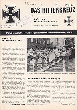 Imagen del vendedor de Das Ritterkreuz. Mitteilungsblatt der Ordensgemeinschaft der Ritterkreuztrger e.V. Nr. 4(1973) a la venta por Antiquariat Jterbook, Inh. H. Schulze