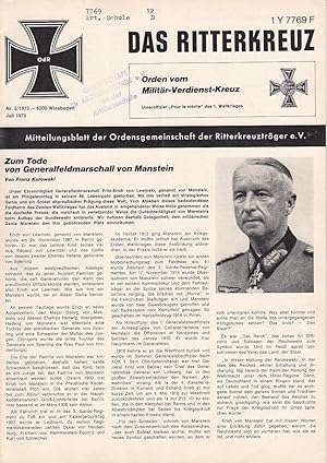 Imagen del vendedor de Das Ritterkreuz. Mitteilungsblatt der Ordensgemeinschaft der Ritterkreuztrger e.V. Nr. 2(1973) a la venta por Antiquariat Jterbook, Inh. H. Schulze