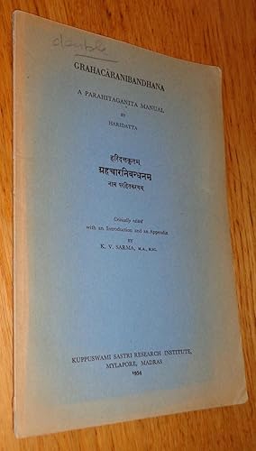 Seller image for A Parahitaganita manuel by Haridatta. Critically edited with an Introduction and a appendix by K V. Sarma. for sale by Les Livres du Pont-Neuf