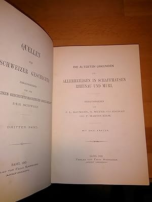 Seller image for Die ltesten Urkunden von Allerheiligen in Schaffhausen, Rheinau und Muri. for sale by Antiquariat Thomas Nonnenmacher