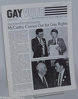 Image du vendeur pour Gay Vote: news from the Harvey Milk Gay Democratic Club; January 1979 mis en vente par Bolerium Books Inc.