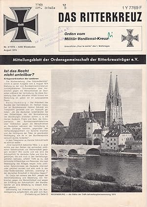 Imagen del vendedor de Das Ritterkreuz. Mitteilungsblatt der Ordensgemeinschaft der Ritterkreuztrger e.V. Nr. 3(1974) a la venta por Antiquariat Jterbook, Inh. H. Schulze