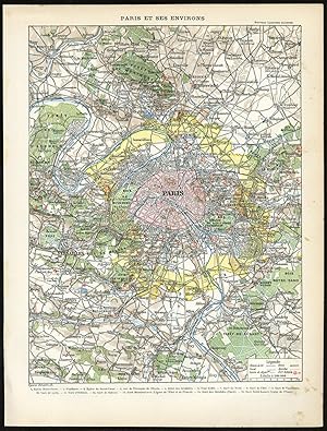 Antique Print-PARIS-SURROUNDINGS-VERSAILLES-SEINE-Larousse-1897