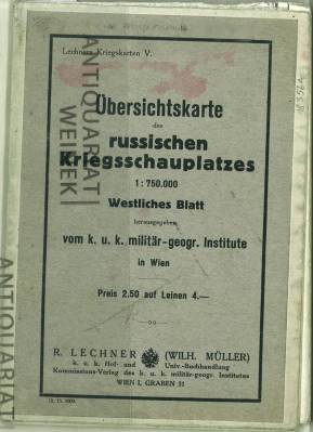 Seller image for bersichtskarte des russischen Kriegsschauplatzes Mastab 1 : 750.000. Westliches Blatt. Herausgegeben vom k.u.k. militr-geogr. Institute in Wien. for sale by Antiquariat Weinek