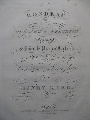 Image du vendeur pour KARR Henry Rondeau du Hussard de Felsheim Piano ca1830 mis en vente par partitions-anciennes