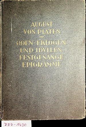Bild des Verkufers fr Oden, Eklogen und Idyllen, Festgesnge, Epigramme Auswahl zum Verkauf von ANTIQUARIAT.WIEN Fine Books & Prints