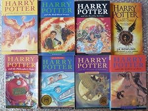 Seller image for Complete set of Harry Potter Children's Paperback Editions: Harry Potter and the Philosopher's Stone, Harry Potter and the Chamber of Secrets. Harry Potter and the Prisoner of Azkaban, Harry Potter and the Goblet of Fire, Harry Potter and the Order of the Phoenix, Harry Potter and the Half-Blood Prince, Harry Potter and the Deathly Hallows, Harry Potter and the Cursed Child (First UK Paperback edition-First printing) for sale by Alpha 2 Omega Books BA