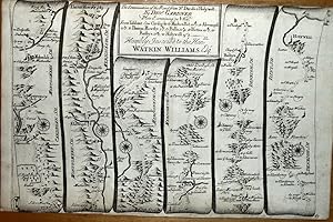 Antique Map WALES TALYBONT TO HOLYWELL Gardner Original Engraved Strip Road Map 1719