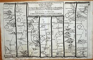 Antique Map YORKSHIRE FERRYBRIDGE BARNARD CASTLE WAKEFIELD Strip Road Map 1719