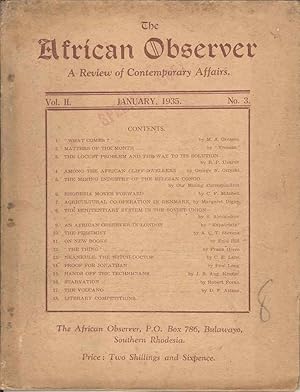 Seller image for The African Observer. A Review of Contemporary Affairs. Vol. II No. 3 January 1935 for sale by Joy Norfolk, Deez Books